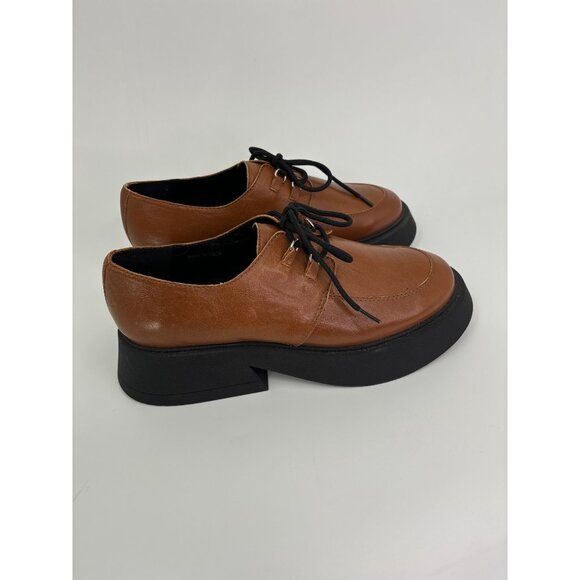 Maeve Flared Oxford Leather Loafers Lace Up Brown 39 - Picture 3 of 6